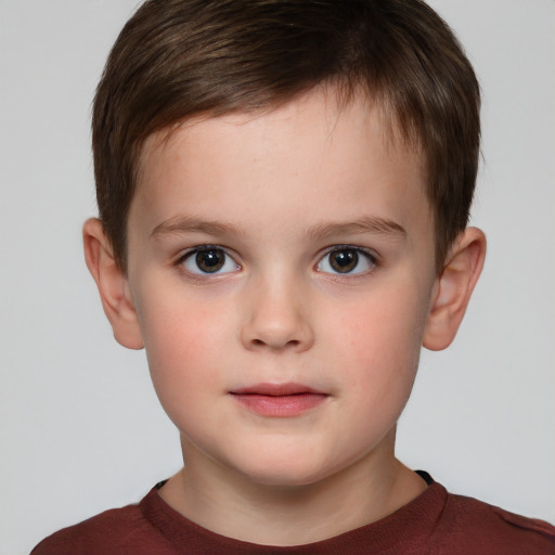 Neutral white child male with short  brown hair and brown eyes