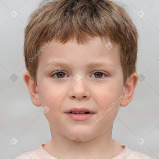 Neutral white child male with short  brown hair and brown eyes