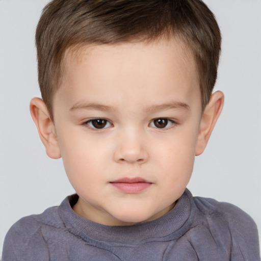 Neutral white child male with short  brown hair and brown eyes