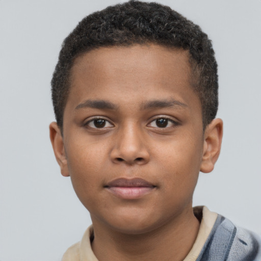 Neutral black young-adult male with short  brown hair and brown eyes