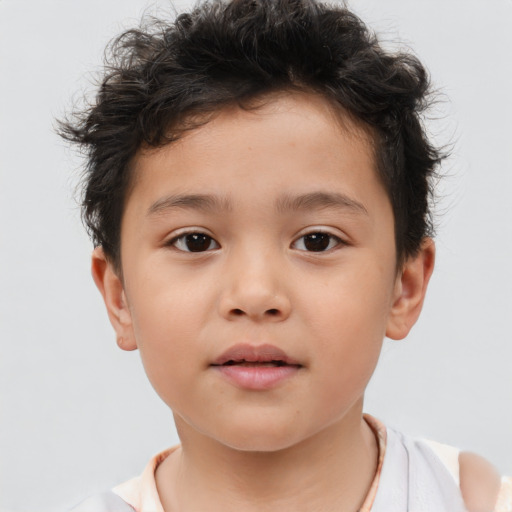 Neutral white child male with short  brown hair and brown eyes