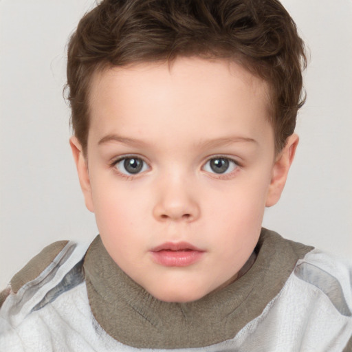 Neutral white child female with short  brown hair and brown eyes