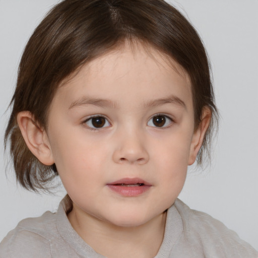 Neutral white child female with medium  brown hair and brown eyes