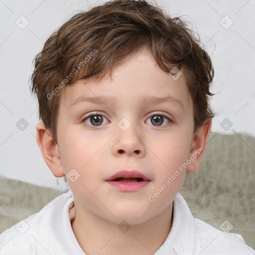 Neutral white child male with short  brown hair and brown eyes