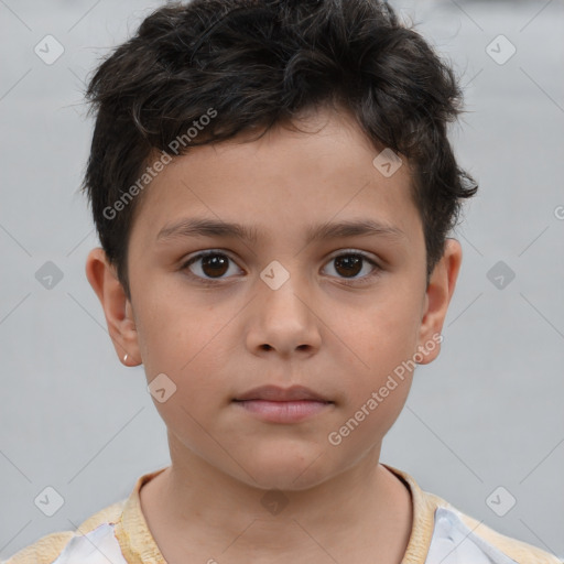 Neutral white child male with short  brown hair and brown eyes