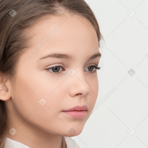 Neutral white child female with medium  brown hair and brown eyes