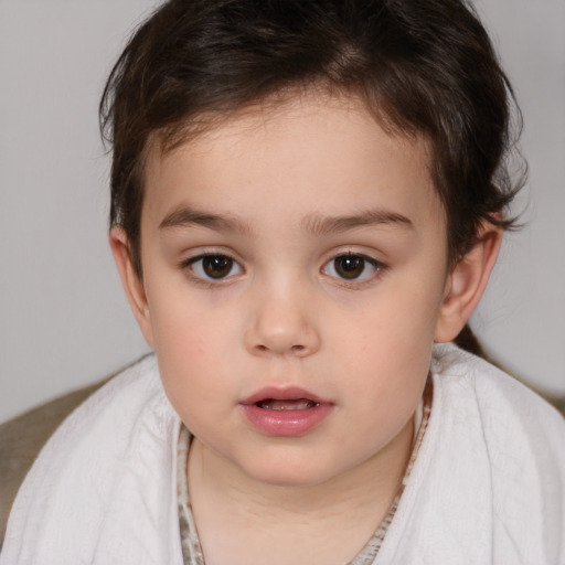 Neutral white child female with medium  brown hair and brown eyes