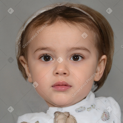 Neutral white child female with medium  brown hair and brown eyes