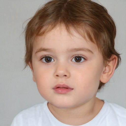 Neutral white child male with medium  brown hair and brown eyes