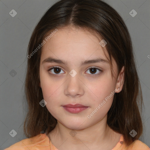 Neutral white child female with medium  brown hair and brown eyes