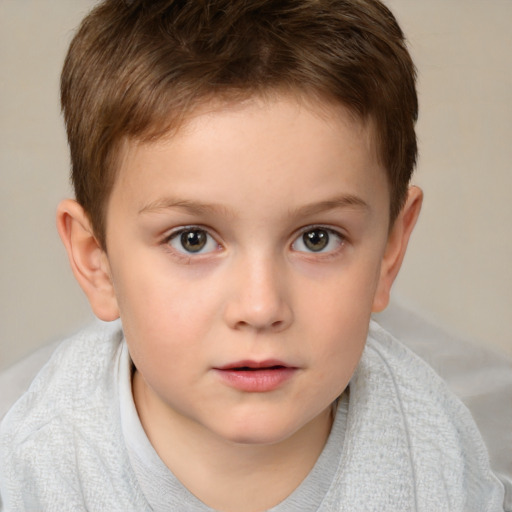 Neutral white child male with short  brown hair and brown eyes