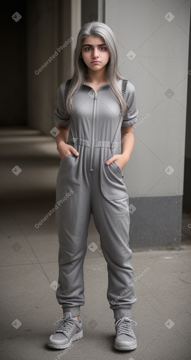 Syrian teenager female with  gray hair