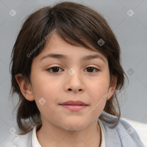 Neutral white child female with medium  brown hair and brown eyes