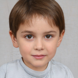 Neutral white child male with short  brown hair and brown eyes