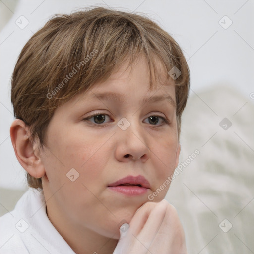 Neutral white young-adult female with short  brown hair and brown eyes