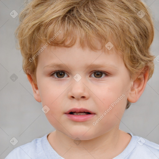 Neutral white child male with short  brown hair and brown eyes