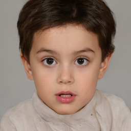 Neutral white child female with short  brown hair and brown eyes