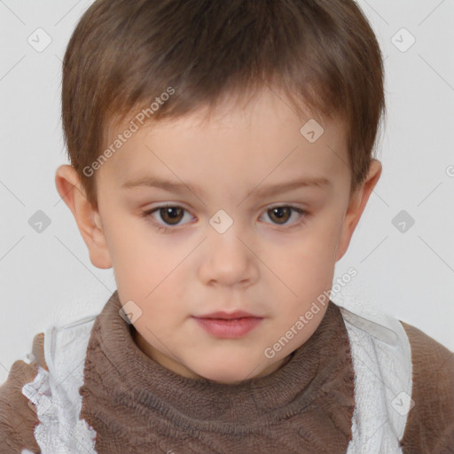 Neutral white child male with short  brown hair and brown eyes