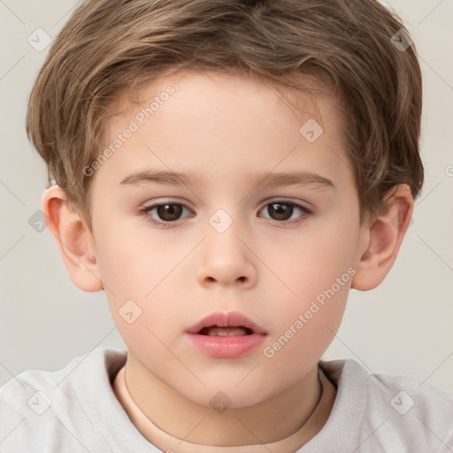 Neutral white child male with short  brown hair and brown eyes