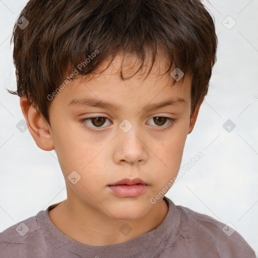 Neutral white child male with short  brown hair and brown eyes