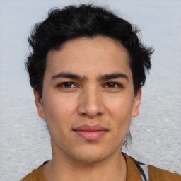 Neutral asian young-adult male with short  brown hair and brown eyes