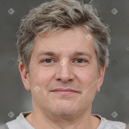 Neutral white adult male with short  brown hair and brown eyes