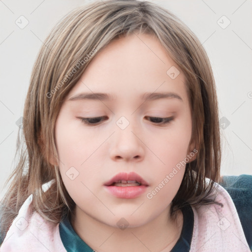 Neutral white child female with medium  brown hair and brown eyes