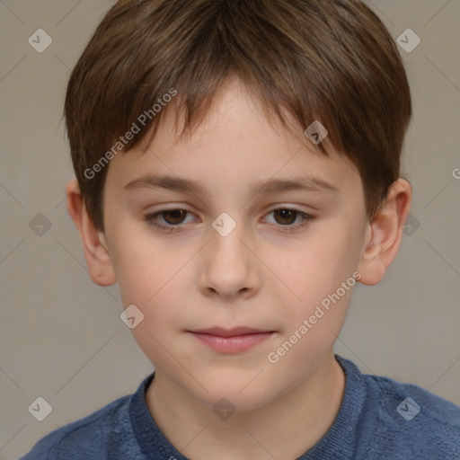 Neutral white child male with short  brown hair and brown eyes