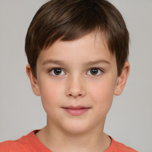 Neutral white child male with short  brown hair and brown eyes