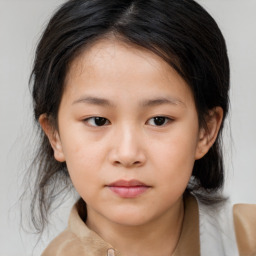 Neutral white child female with medium  brown hair and brown eyes