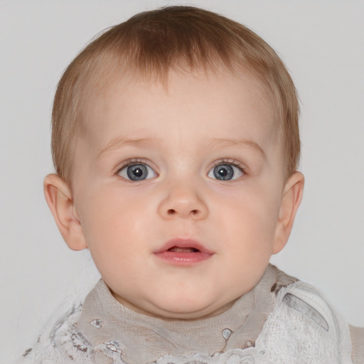 Neutral white child male with medium  brown hair and blue eyes