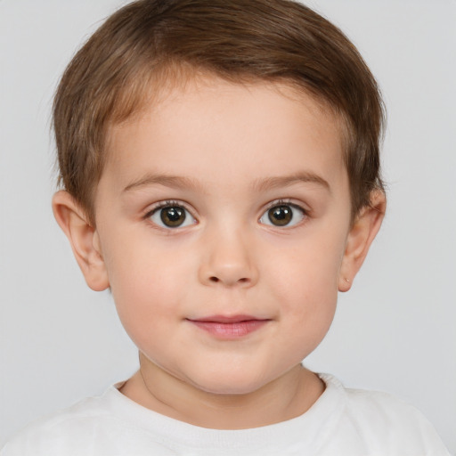 Neutral white child male with short  brown hair and brown eyes