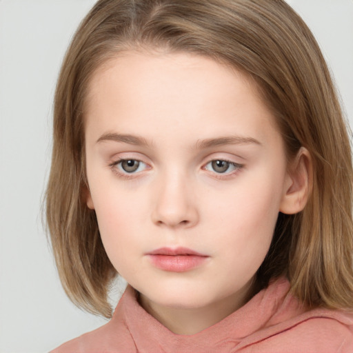 Neutral white child female with medium  brown hair and brown eyes