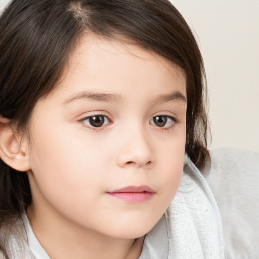 Neutral white child female with medium  brown hair and brown eyes