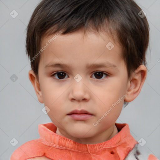 Neutral white child male with short  brown hair and brown eyes