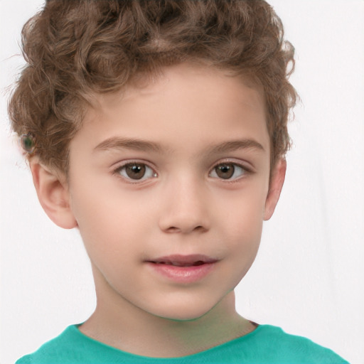 Neutral white child male with short  brown hair and brown eyes