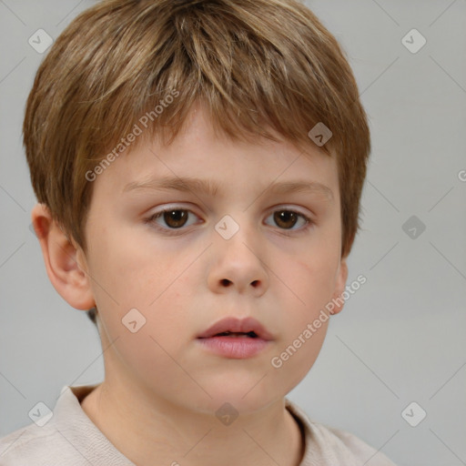 Neutral white child male with short  brown hair and brown eyes