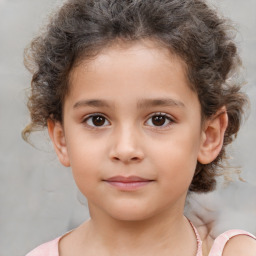 Neutral white child female with short  brown hair and brown eyes