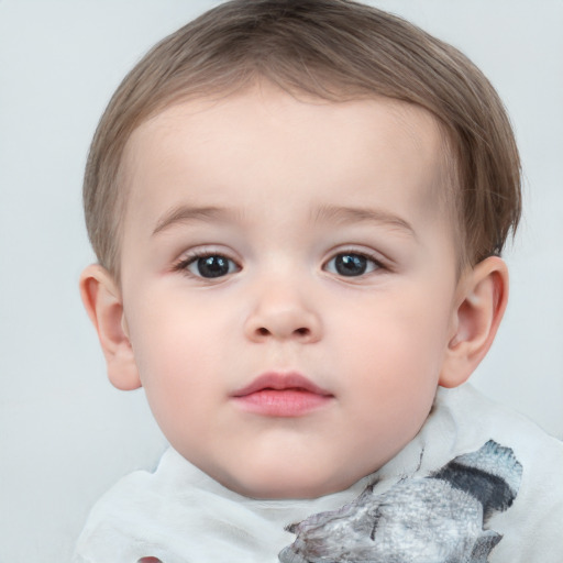 Neutral white child female with short  brown hair and blue eyes