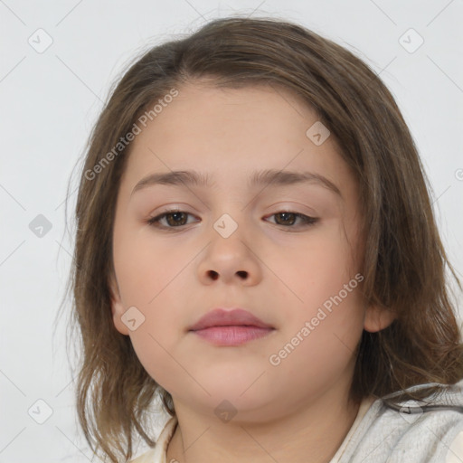 Neutral white child female with medium  brown hair and brown eyes