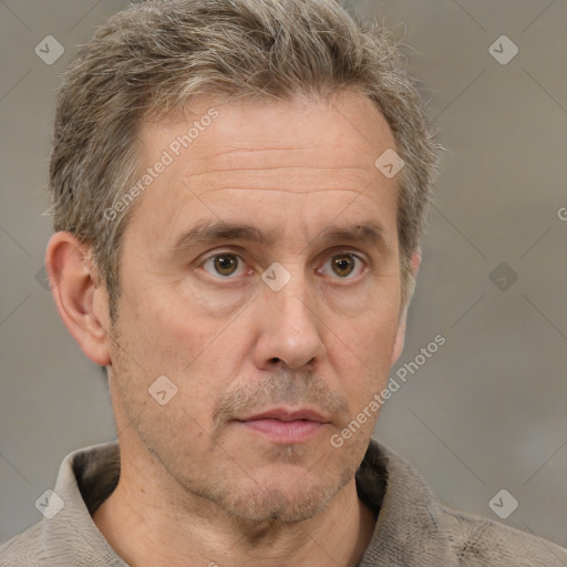 Neutral white adult male with short  brown hair and brown eyes