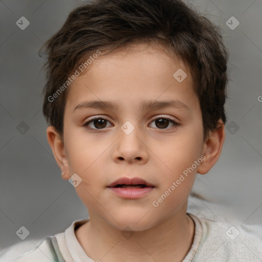 Neutral white child male with short  brown hair and brown eyes