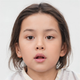 Neutral white child female with medium  brown hair and brown eyes