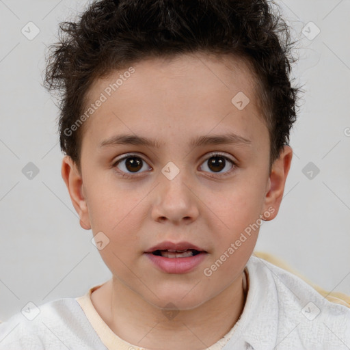 Neutral white child male with short  brown hair and brown eyes