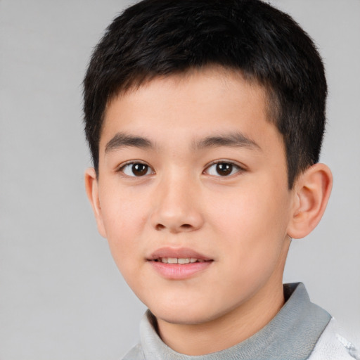 Neutral white child male with short  brown hair and brown eyes