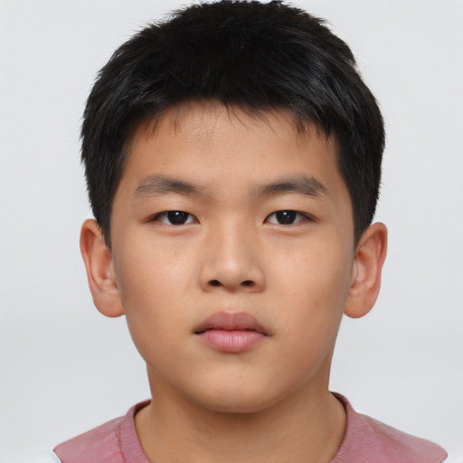 Neutral asian child male with short  brown hair and brown eyes