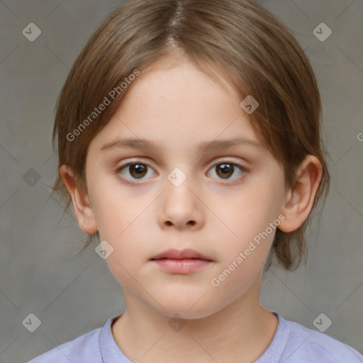 Neutral white child female with medium  brown hair and brown eyes