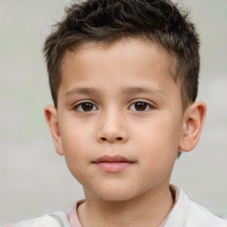 Neutral white child male with short  brown hair and brown eyes