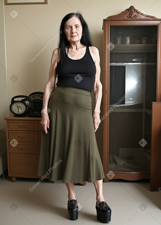 British elderly female with  black hair