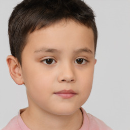 Neutral white child male with short  brown hair and brown eyes